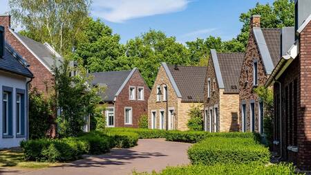 Luxuriöse Ferienhäuser an einer Allee im Ferienpark Dormio Resort Maastricht