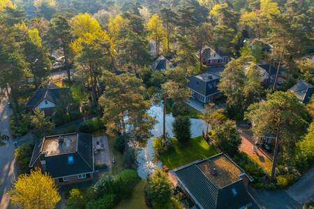 Luftaufnahme von Ferienhäusern im Wald im Ferienpark EuroParcs Beekbergen