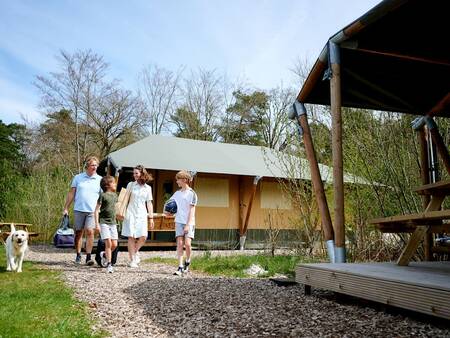 Familienwanderungen zwischen den Safarizelten im Ferienpark Landal Glamping Neufchâteau