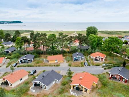 Luftaufnahme der Ferienhäuser im Ferienpark Landal Travemünde