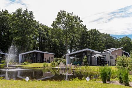 Ferienhäuser an einem Teich im Ferienpark Park Berkenrhode