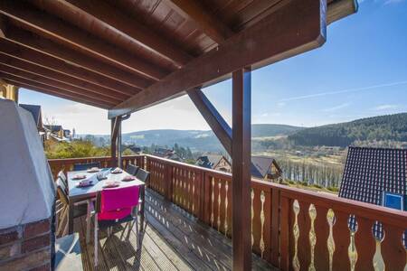 Blick vom Balkon einer Villa im Ferienpark Roompot Eifelpark Kronenburger See