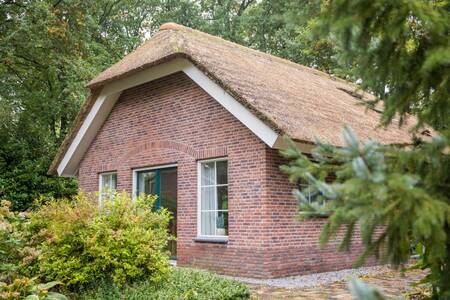 Ein Ferienhaus mit Reetdach im Ferienpark Roompot Landgoed Het Grote Zand