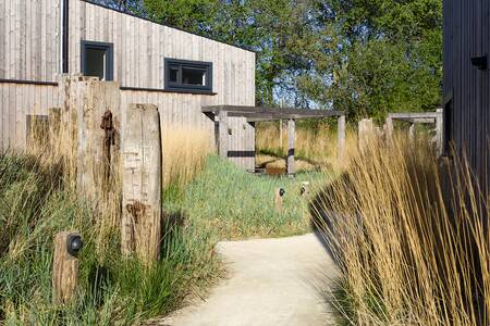 Eine Duinlodge zwischen Strandhafer im Ferienpark Roompot North Sea Resort Vlissingen