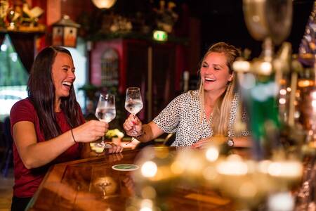 Zwei Frauen an der Bar im Restaurant des Ferienparks Topparken Bospark Ede