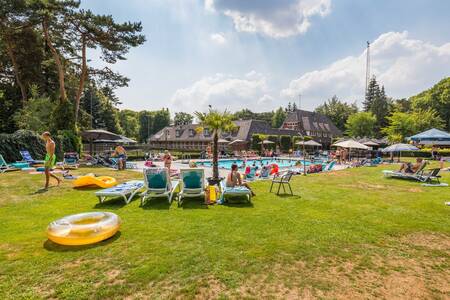 Liegestühle in der Liegewiese rund um das Freibad des Topparken Landgoed de Scheleberg